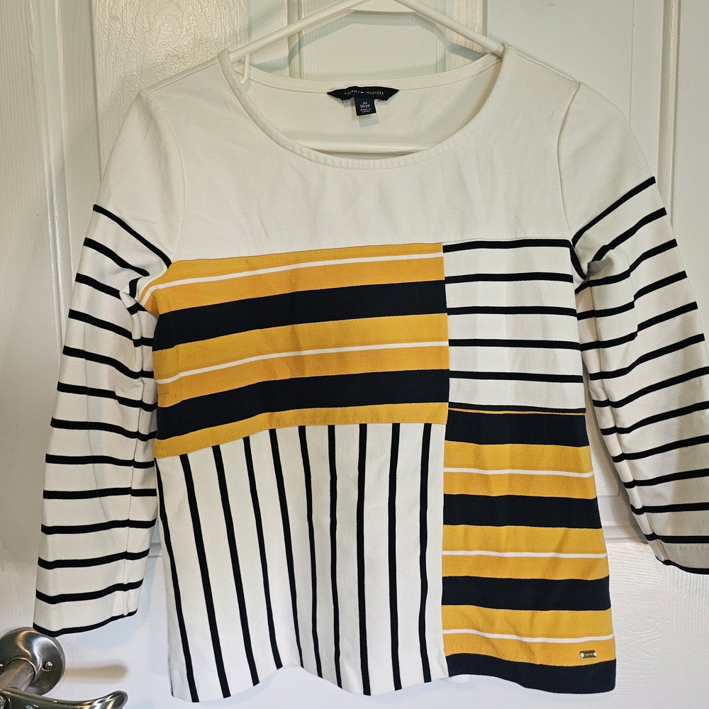 Tommy Hilfiger Striped Colorblock Top Women's Sz XS